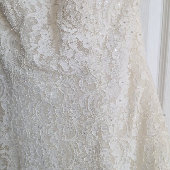 Oleg Cassini for David's Bridal Cap Sleeve Tea-Length Wedding Dress - Picture 12 of 14